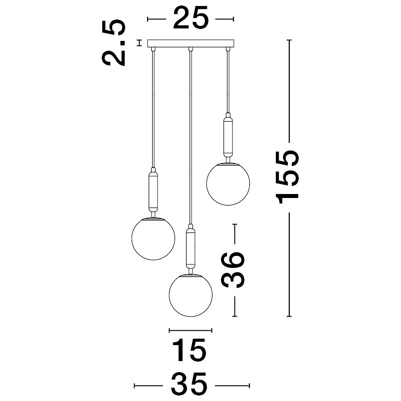 Lampa wisząca Impress - 3 szkła, biały/mosiądz | Decolab24