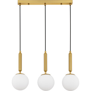 Lampa wisząca Impress - 3 szklane kule, biały/mosiądz | Decolab24