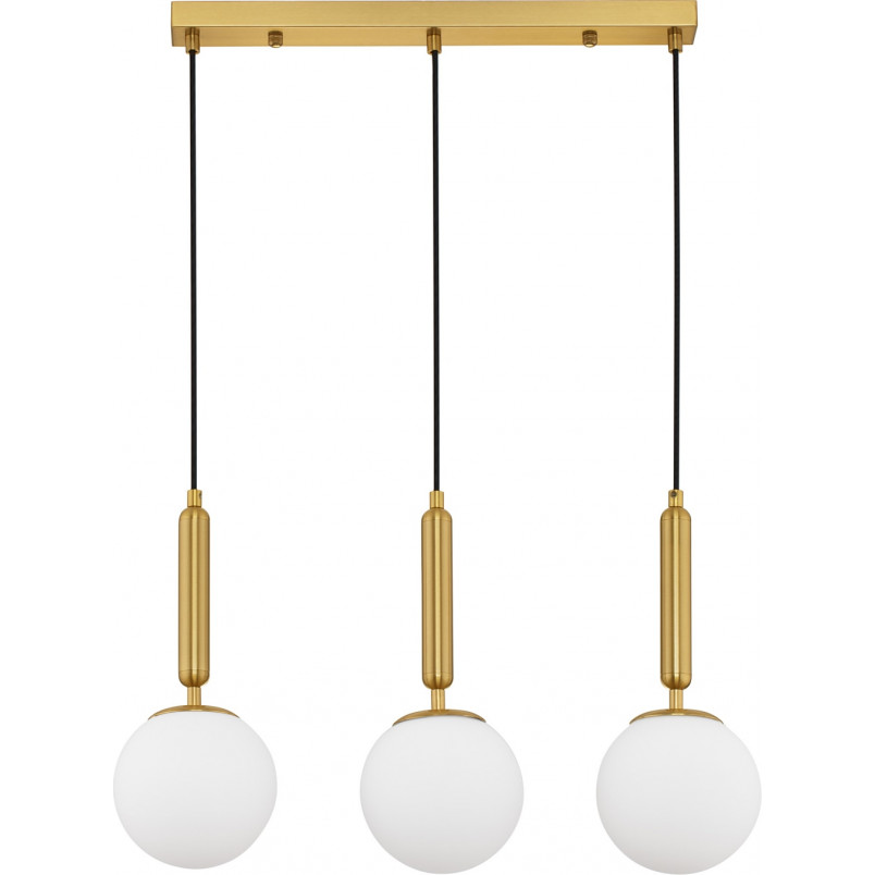 Lampa wisząca Impress - 3 szklane kule, biały/mosiądz | Decolab24
