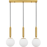 Lampa wisząca Impress - 3 szklane kule, biały/mosiądz | Decolab24