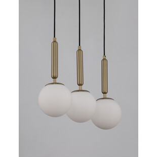 Lampa wisząca Impress - 3 szklane kule, biały/mosiądz | Decolab24