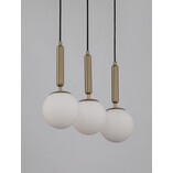 Lampa wisząca Impress - 3 szklane kule, biały/mosiądz | Decolab24