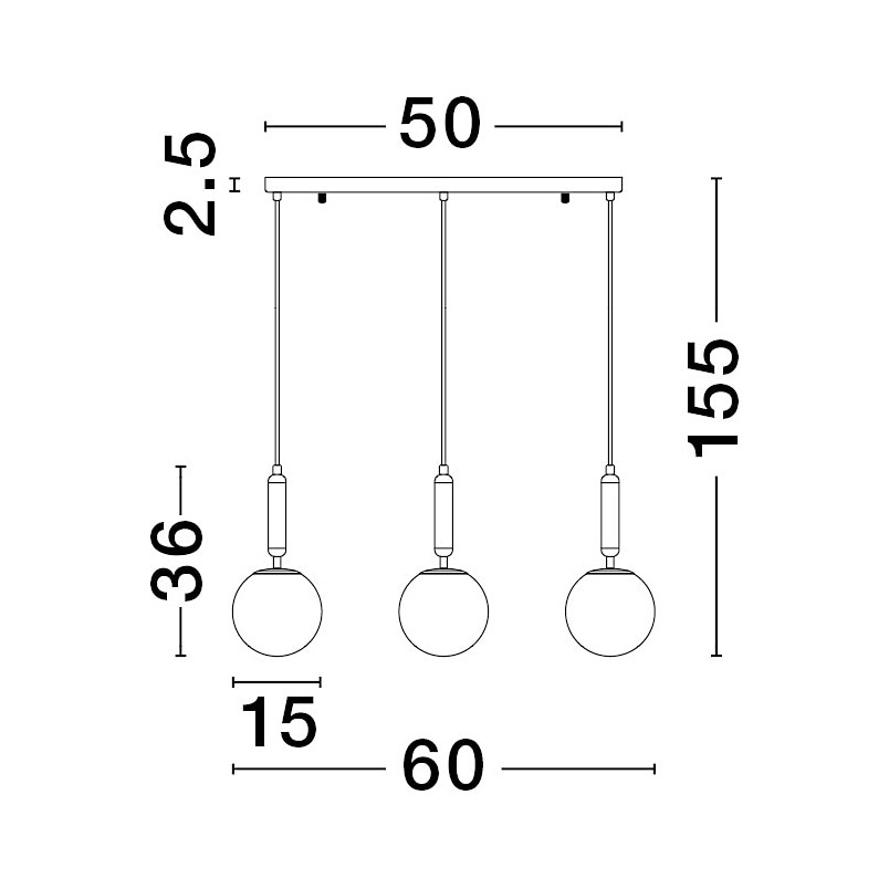 Lampa wisząca Impress - 3 szklane kule, biały/mosiądz | Decolab24