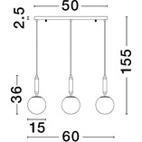Lampa wisząca Impress - 3 szklane kule, biały/mosiądz | Decolab24
