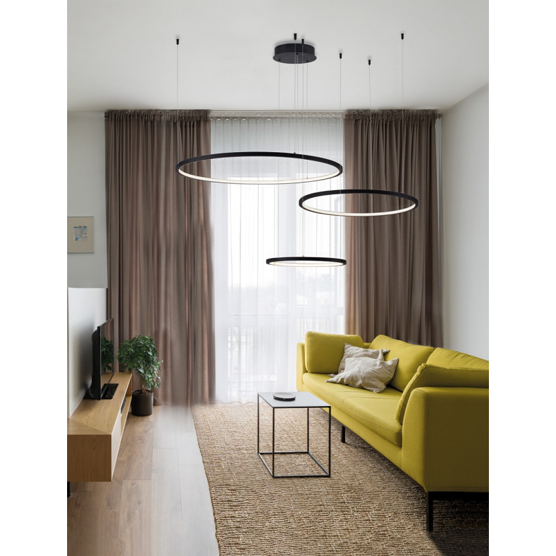 Lampa Wisząca 3 Okręgi Czarna | Nowoczesny Design