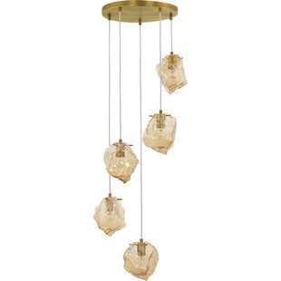 Lampa wisząca szklana 5 punktowa Luxe V 40cm bursztynowa