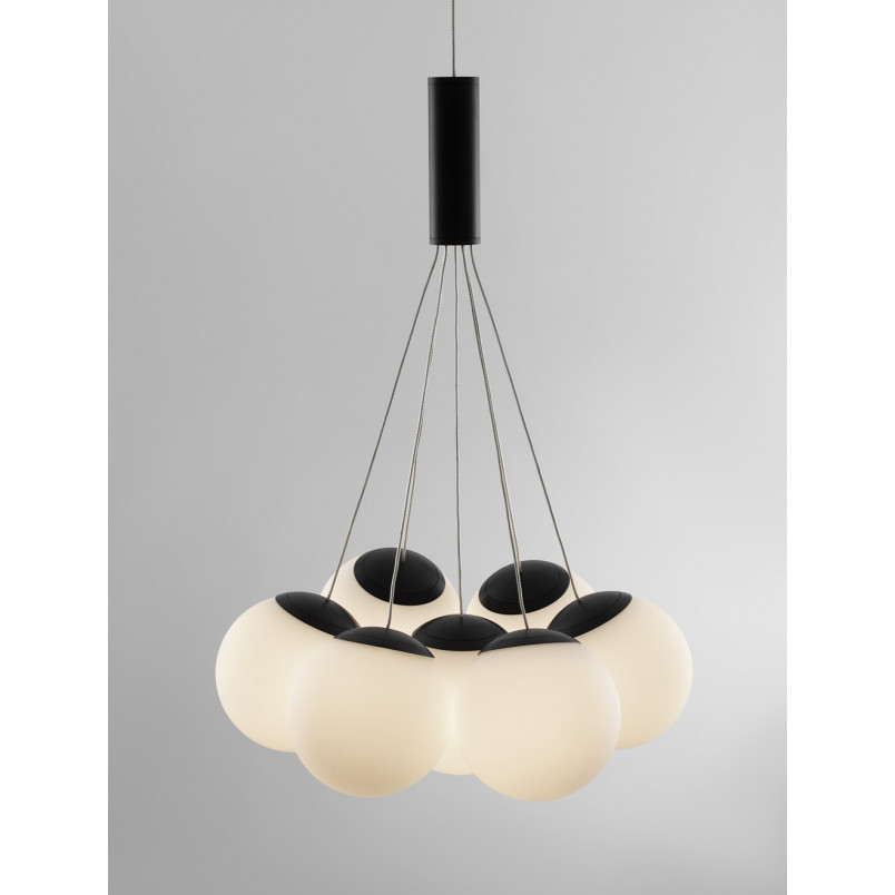 Lampa wisząca Nebbia VII - Szklane kule biało-czarne | Decolab24