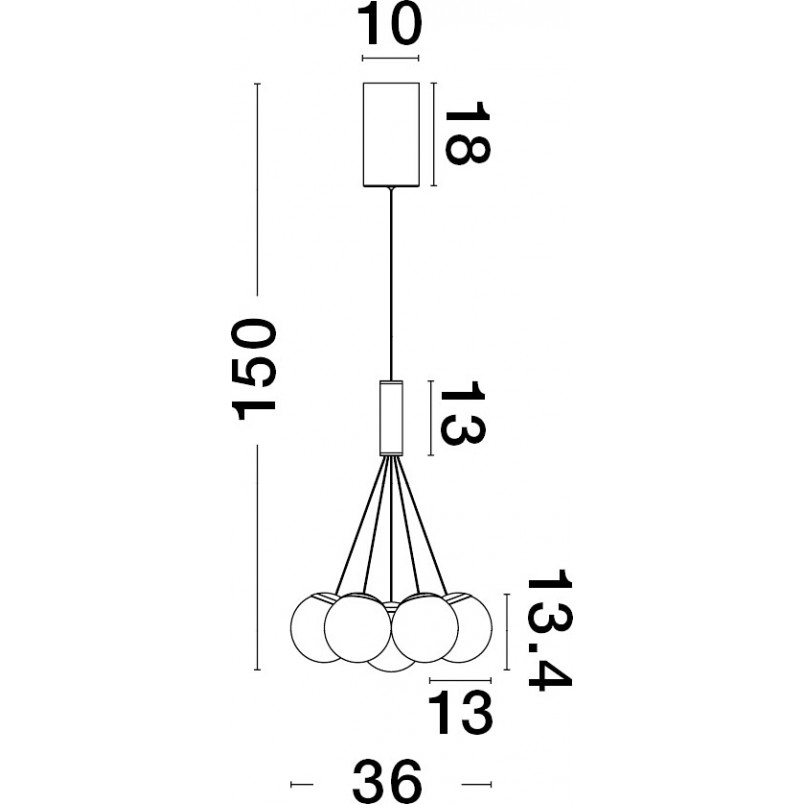 Lampa wisząca Nebbia VII - Szklane kule biało-czarne | Decolab24