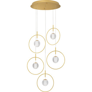 Lampa wisząca 5 punktowa glamour Ring Ball V 47cm akryl / złoty