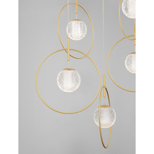 Lampa wisząca 5 punktowa glamour Ring Ball V 47cm akryl / złoty