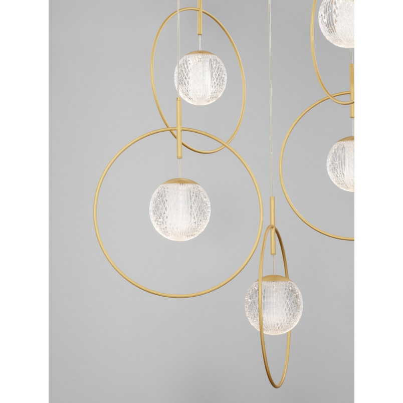 Lampa wisząca glamour Ring Ball V - Złota, 5 punktów | Decolab24