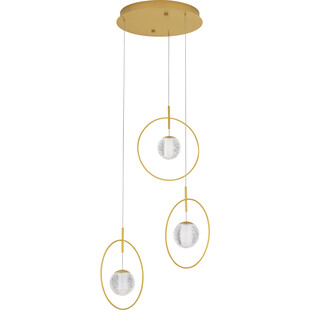 Lampa wisząca 3 punktowa glamour Ring Ball III 37cm akryl / złoty