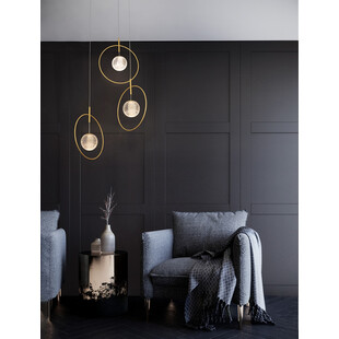 Lampa wisząca 3 punktowa glamour Ring Ball III 37cm akryl / złoty