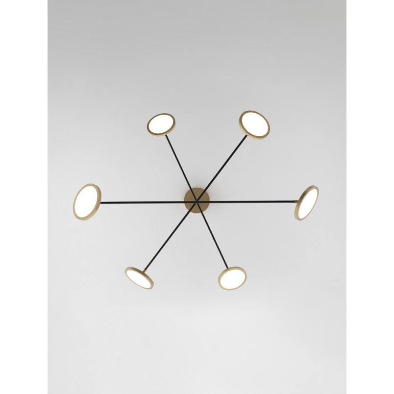 Lampa wisząca LED złota/czarna | Nowoczesny żyrandol 6 punktów