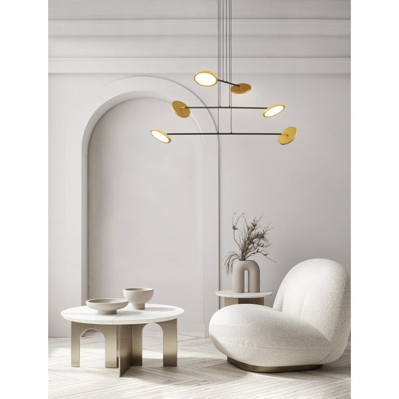 Lampa wisząca LED złota/czarna | Nowoczesny żyrandol 6 punktów