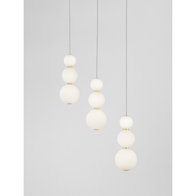 Lampa wisząca Eloise III - szkło białe/złoto | Decolab24