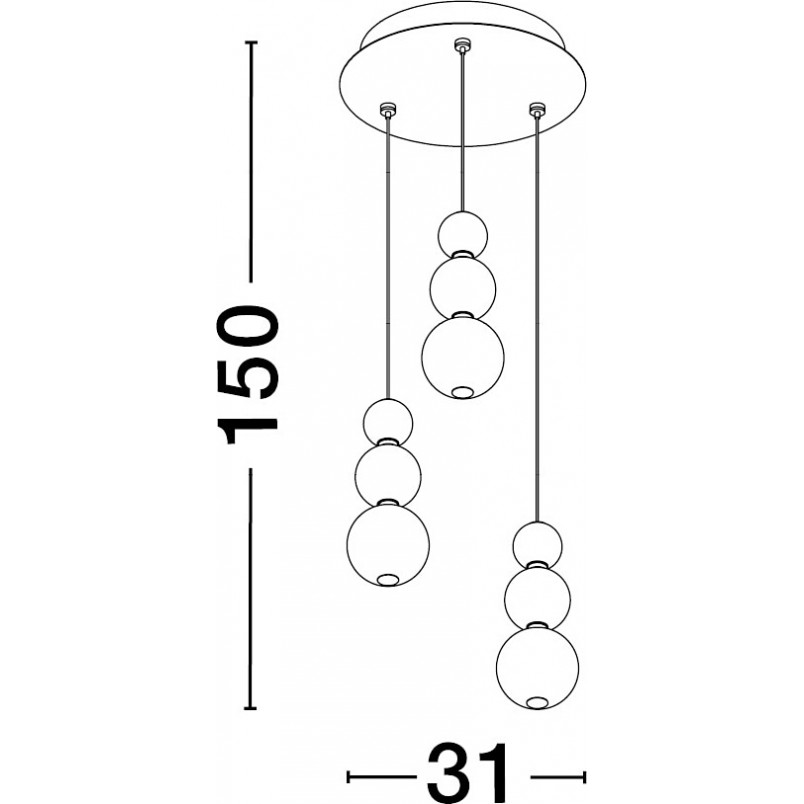 Lampa Wisząca Eloise III | Szkło Białe/Złote - Decolab24