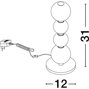 Lampa stołowa Eloise LED - szklane kule, biały/złoty | Decolab24