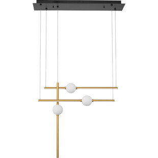 Lampa wisząca glamour 3 punktowa Marks LED 89cm biały opal / złoty