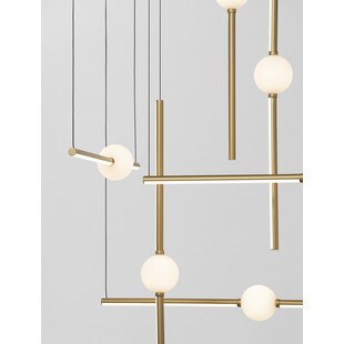 Lampa wisząca glamour 8 punktowa Marks LED 106cm biały opal / złoty