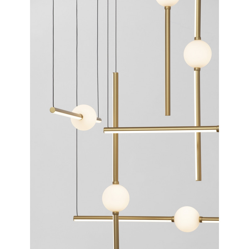 Lampa wisząca glamour 8 punktów Marks | Złoty żyrandol LED