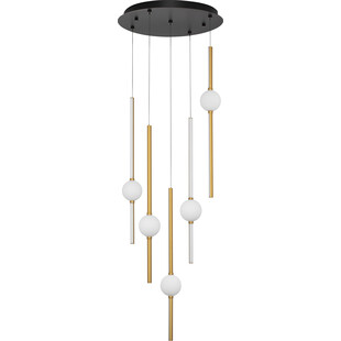 Lampa wisząca glamour 5 punktowa Marks LED 52cm biały opal / złoty