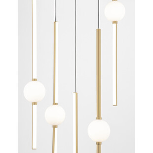 Lampa wisząca glamour 5 punktowa Marks LED 52cm biały opal / złoty