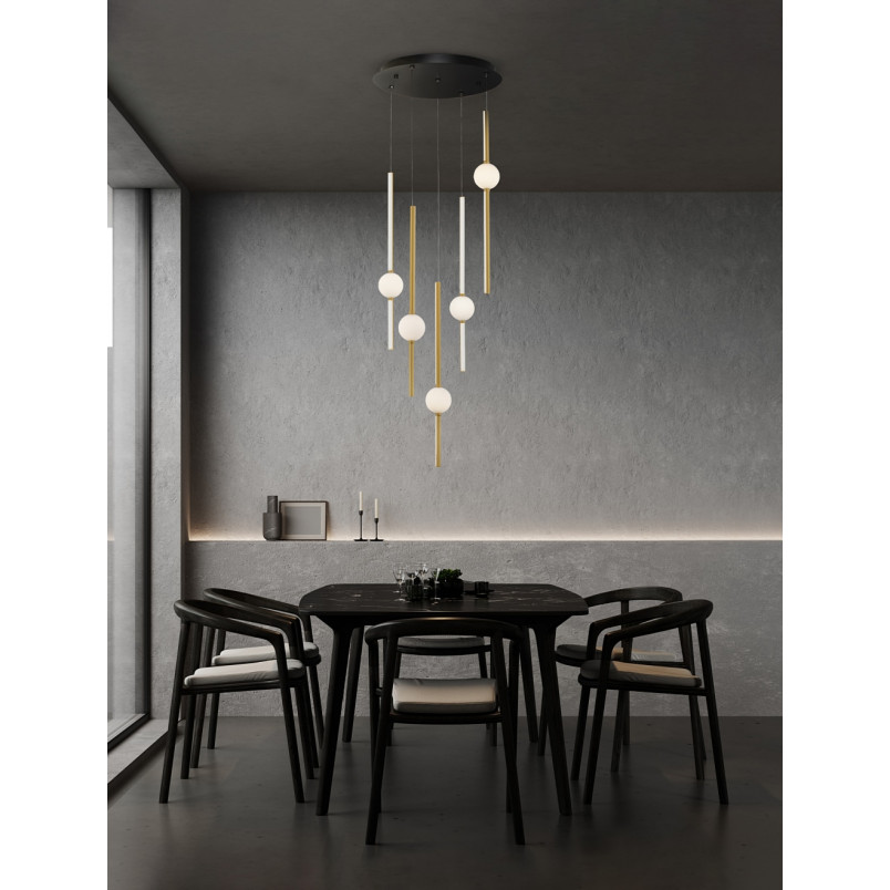Lampa Wisząca Glamour Złota 5-Punktowa Marks LED | Decolab24
