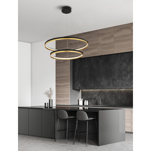 Lampa wisząca okrągła Davis II LED 80cm czarny / złoty mosiądz