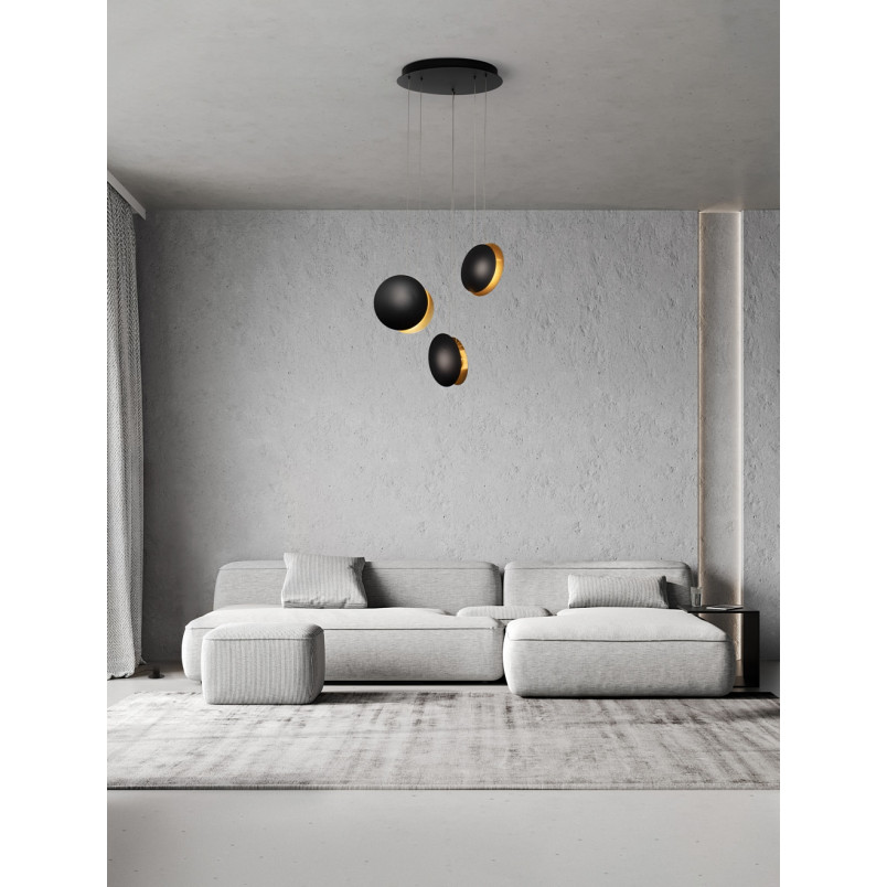Lampa wisząca LED Case: Nowoczesny design, czarno-złota