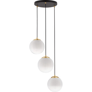 Lampa wisząca 3 szklane kule Lian 30cm biały gradient / mosiądz