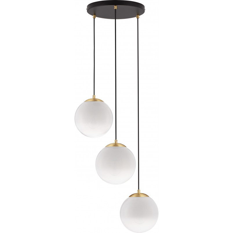 Lampa wisząca 3 szklane kule Lian 30cm biały gradient / mosiądz