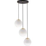 Lampa wisząca 3 szklane kule Lian 30cm biały gradient / mosiądz