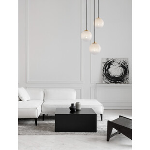 Lampa wisząca 3 szklane kule Lian 30cm biały gradient / mosiądz