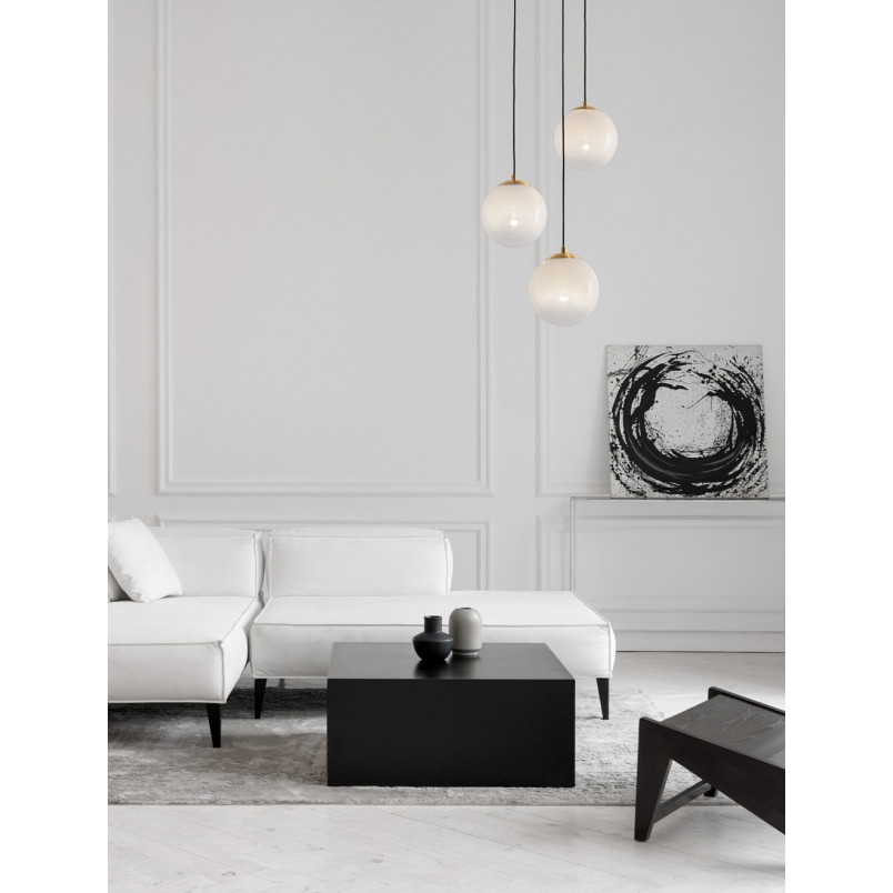 Lampa wisząca 3 szklane kule Lian 30cm biały gradient / mosiądz