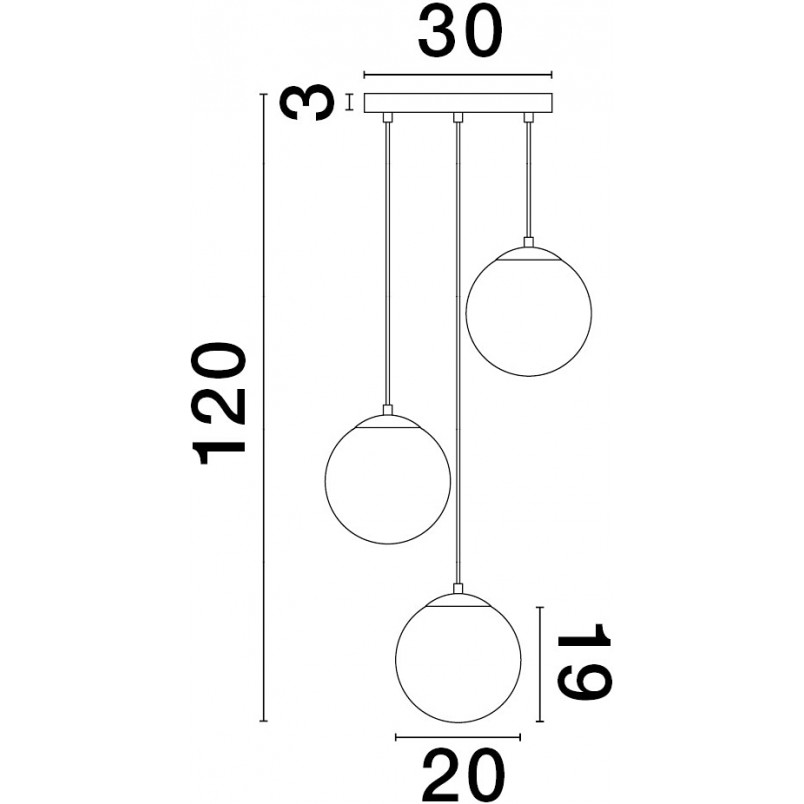 Lampa wisząca 3 szklane kule Lian 30cm biały gradient / mosiądz
