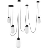 Lampa wisząca "Pająk" Ellipse | 5 punktów, szkło, biało-czarna