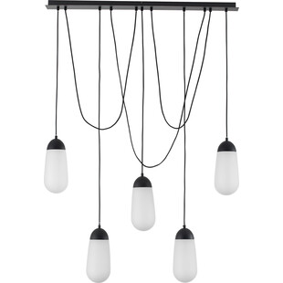 Lampa wisząca szklana 5 punktowa na listwie Ellipse 103cm biało-czarna