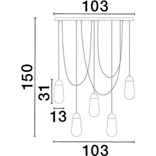 Lampa wisząca szklana 5 punktów Ellipse | Decolab24