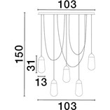 Lampa wisząca szklana 5 punktów Ellipse | Decolab24