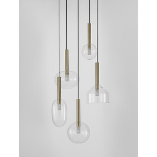 Lampa wisząca szklana glamour 5 punktowa Sophia 60cm przeźroczysty / złoty