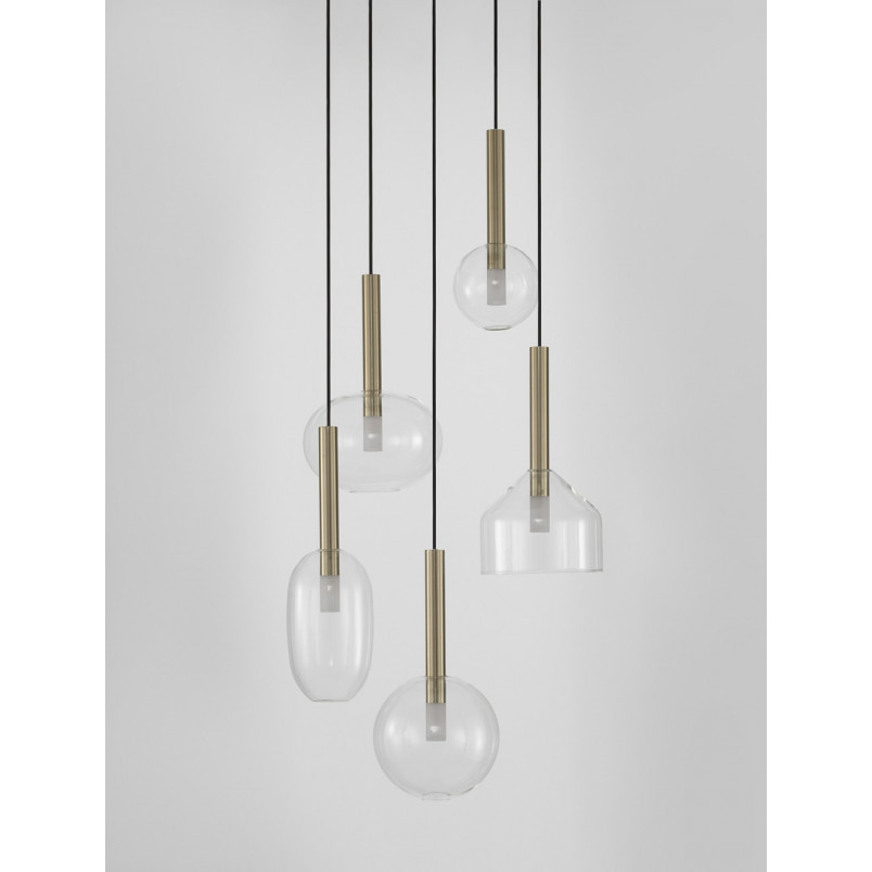 Lampa Wisząca Sophia | Szkło, 5 Punktów, Glamour | Decolab24