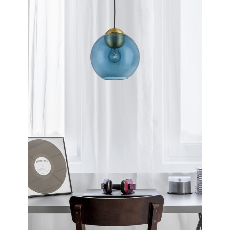 Lampa wisząca niebieska Verde: Szkło, Retro, E27 | Decolab24