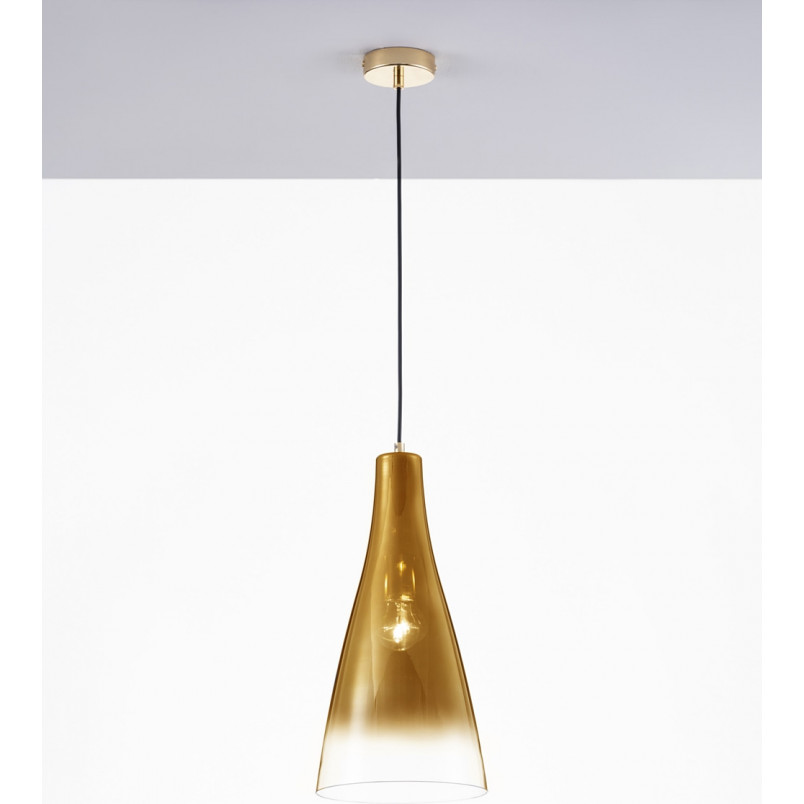 Lampa Wisząca Szklana Taper | Złota, E27 | Decolab24