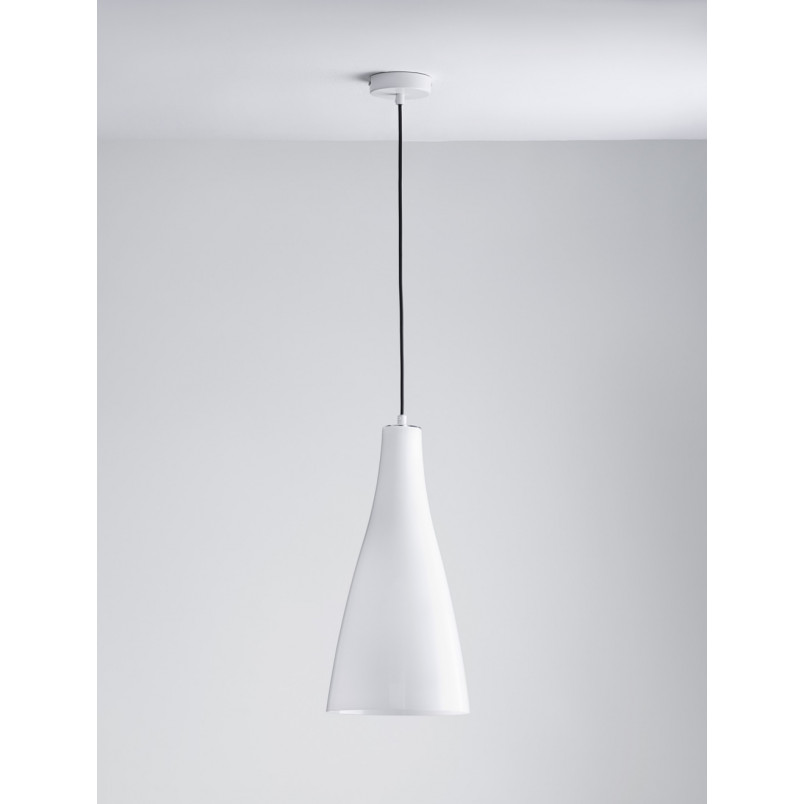 Lampa wisząca szklana Taper | Biała, E27 | Decolab24