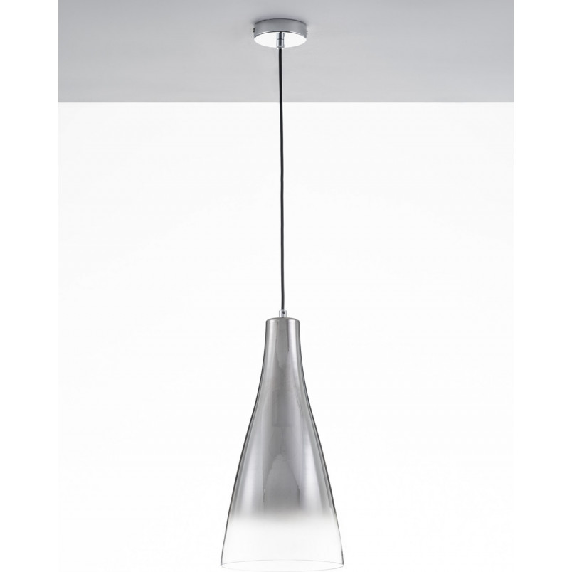 Lampa wisząca szklana Taper | Srebrna, E27 | Decolab24