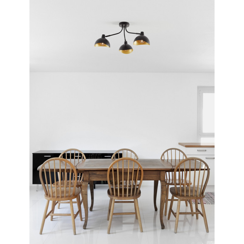 Plafon Loft Jet Wide Czarny/Złoty | Lampa Sufitowa 3 Punktowa