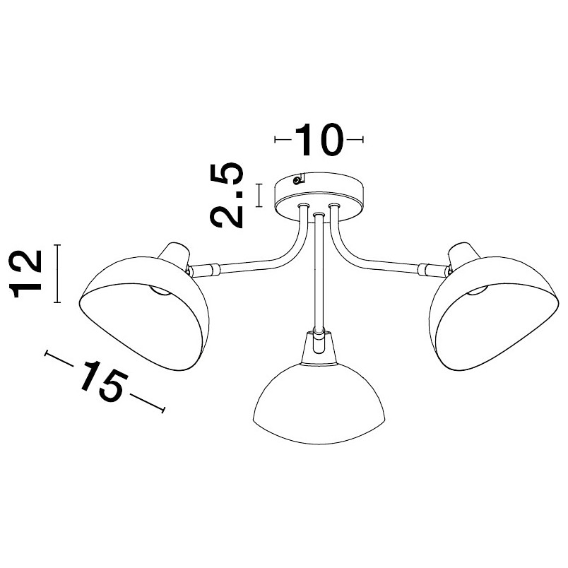 Plafon Loft Jet Wide Czarny/Złoty | Lampa Sufitowa 3 Punktowa
