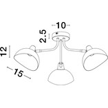 Plafon Loft Jet Wide Czarny/Złoty | Lampa Sufitowa 3 Punktowa