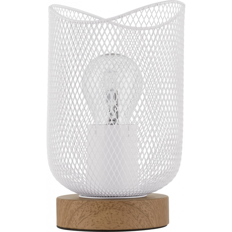 Lampa ażurowa na stolik nocny Myron biały / drewno
